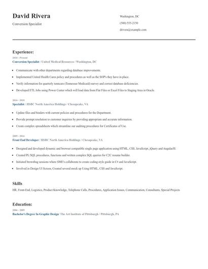 Conversion Specialist Resume