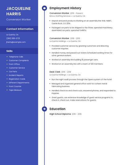 Conversion Worker Resume