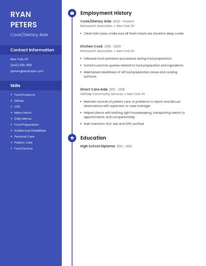 Cook/Dietary Aide Resume