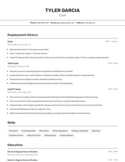 Cook Resume