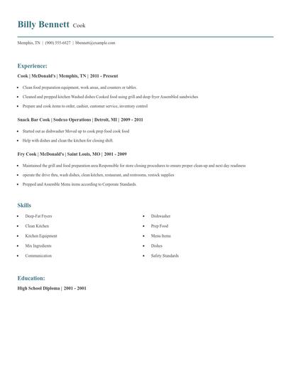 Cook Resume