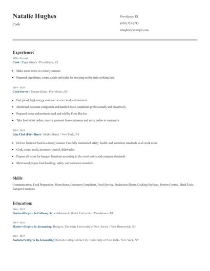 Cook Resume
