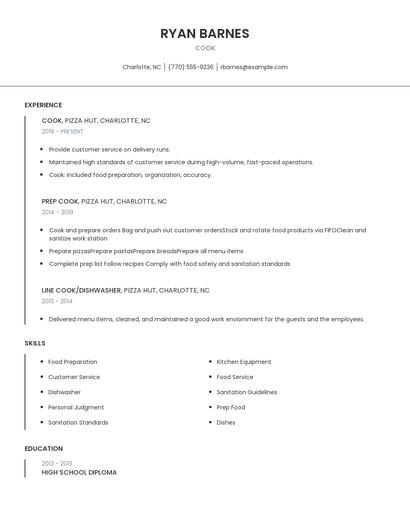 Cook Resume