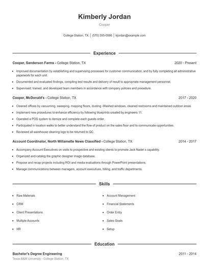 Resume example 1