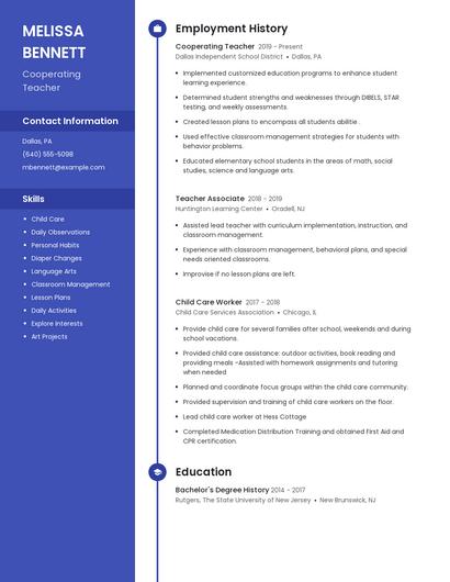 Cooperating Teacher Resume