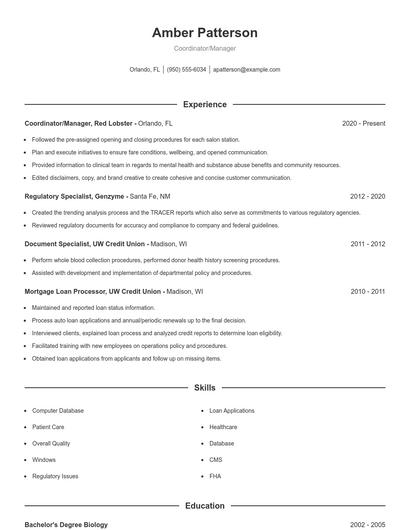 Resume example 1