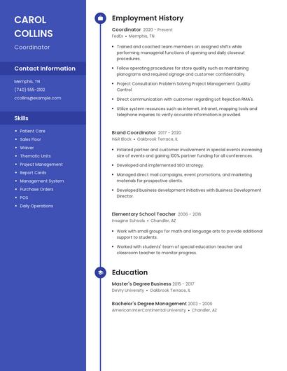 Coordinator Resume