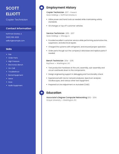 Copier Technician Resume