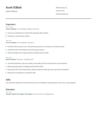 Copier Technician Resume