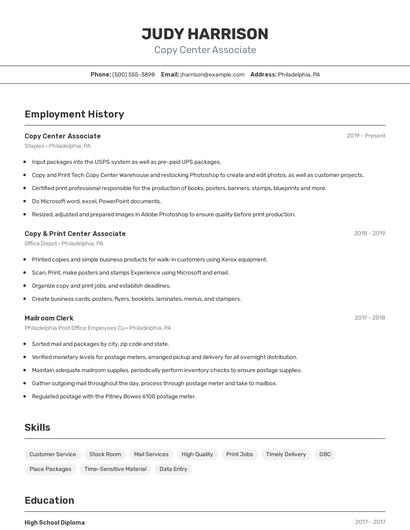 Resume example 2