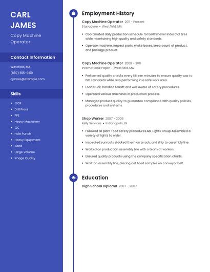 Copy Machine Operator Resume