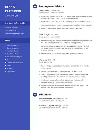 Core Analyst Resume