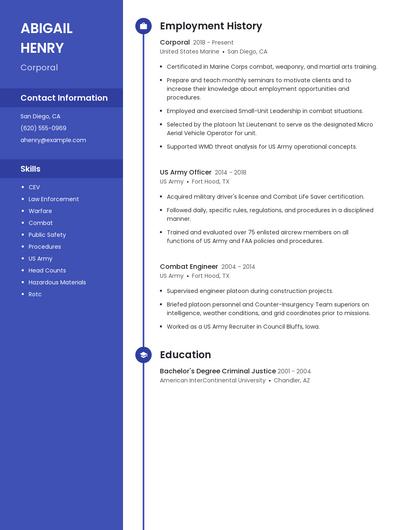 Corporal Resume