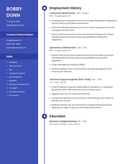 Corporate Administrator Resume