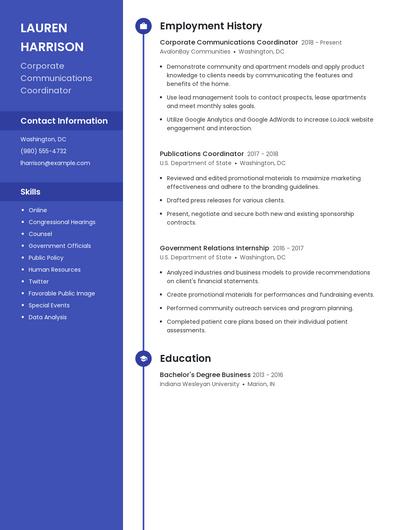 Corporate Communications Coordinator Resume