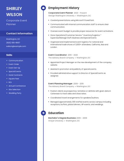 Corporate Event Planner Resume