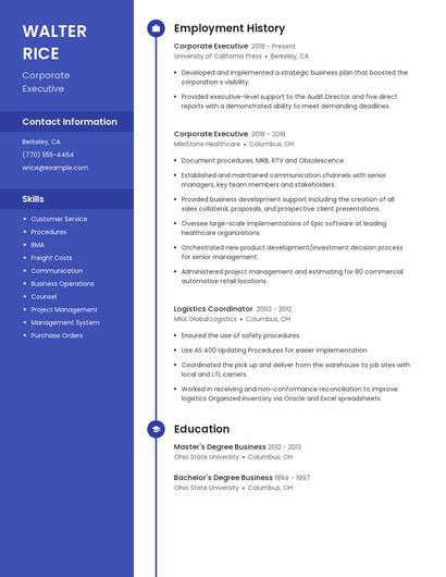 Corporate Executive Resume