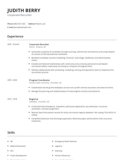 Corporate Recruiter Resume