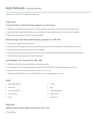 Corporate Recruiter Resume