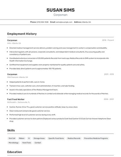 Resume example 2