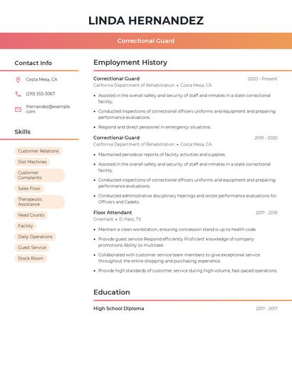 Correctional Guard Resume