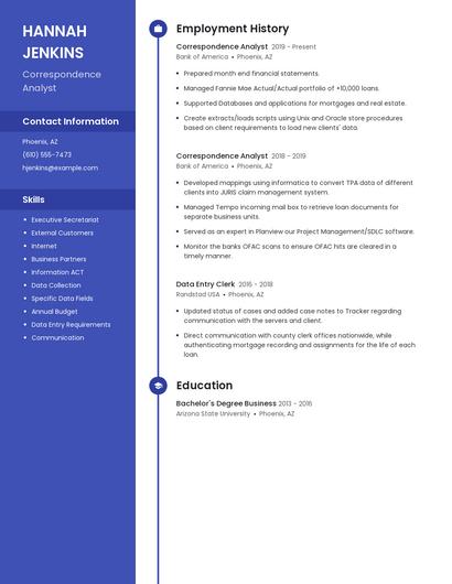 Correspondence Analyst Resume
