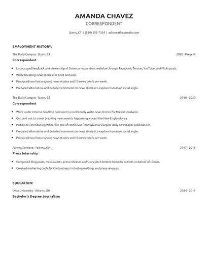 Correspondent Resume
