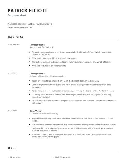 Correspondent Resume
