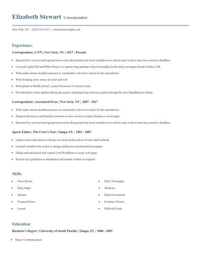 Correspondent Resume
