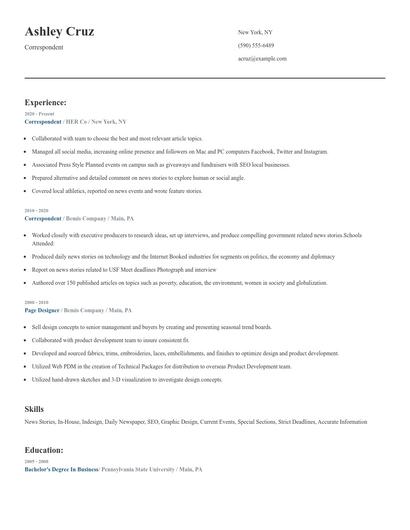 Correspondent Resume