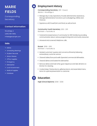 Corresponding Secretary Resume