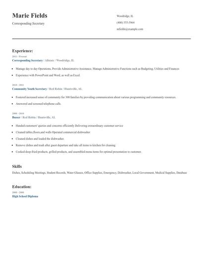Corresponding Secretary Resume