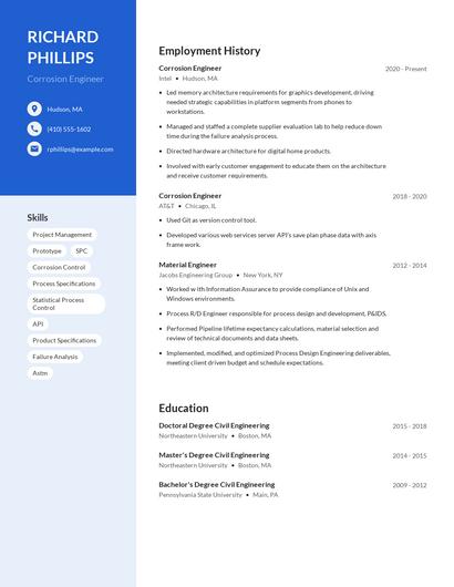 Corrosion Engineer Resume