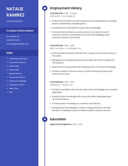 Cosmetician Resume