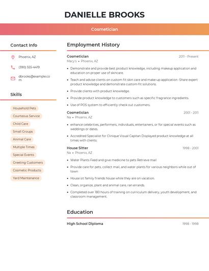 Cosmetician Resume
