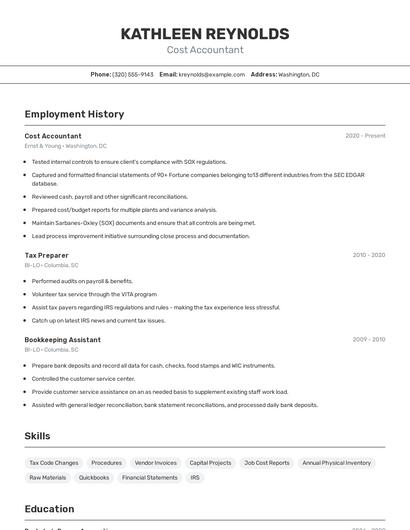 Resume example 2