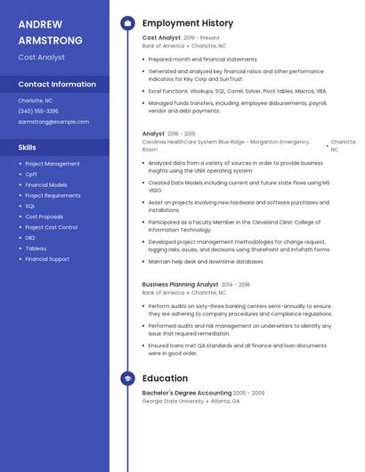 Cost Analyst Resume