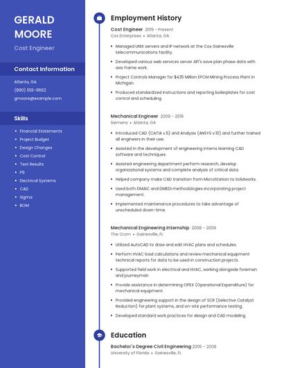 Cost Engineer Resume