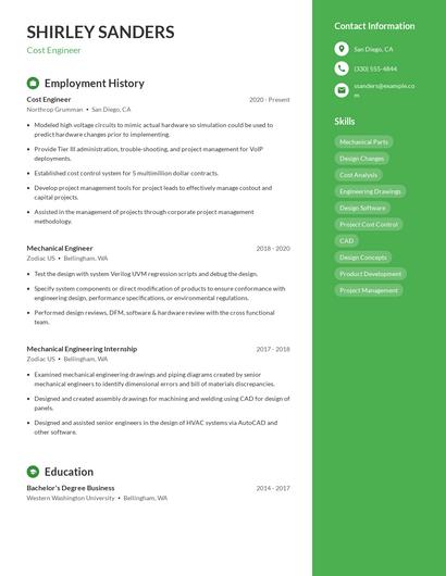 Cost Engineer Resume