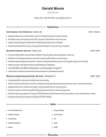 Resume example 1
