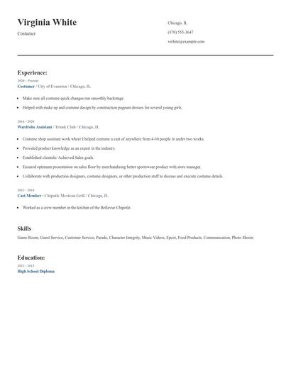 Costumer Resume
