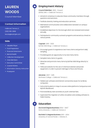 Council Member Resume
