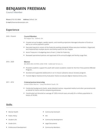 Council Member Resume