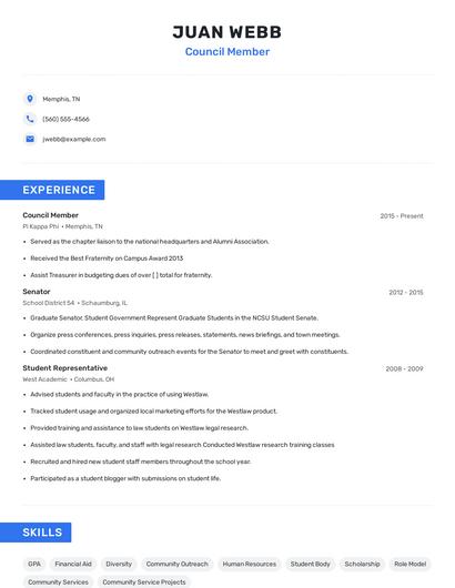 Council Member Resume