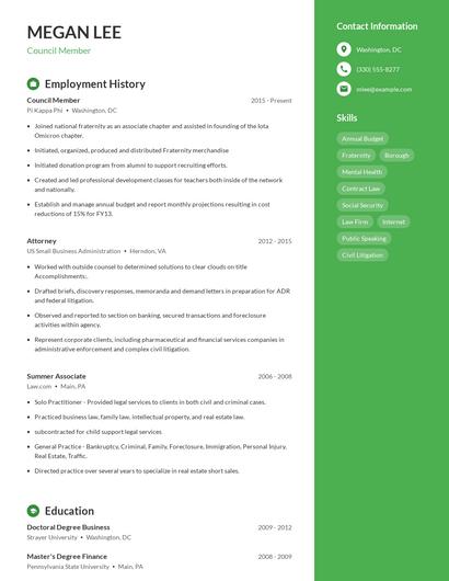 Council Member Resume