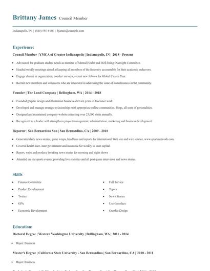 Council Member Resume