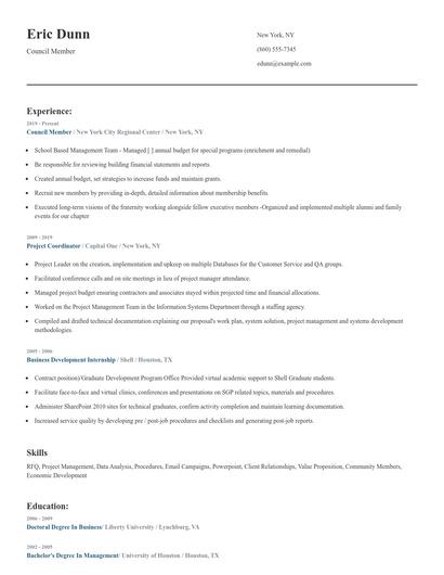 Council Member Resume