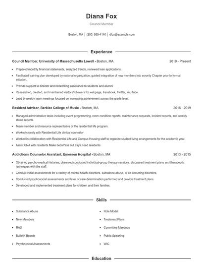 Resume example 1