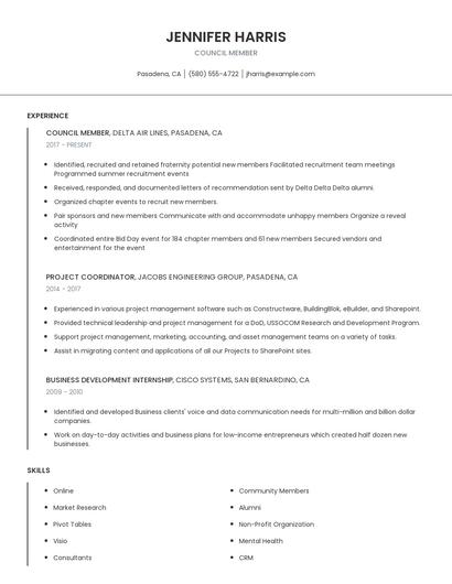 Council Member Resume