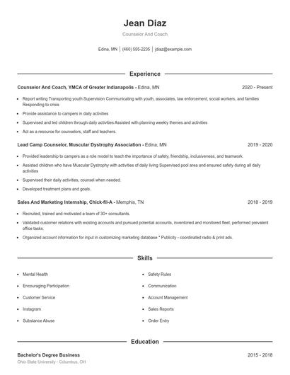Resume example 1
